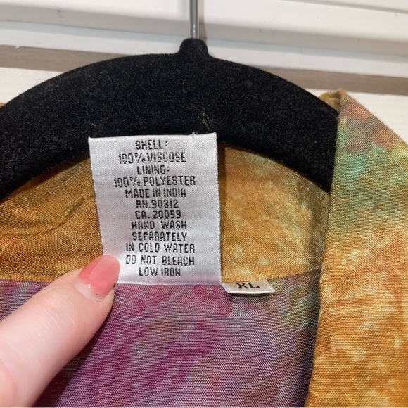 Parsley & Sage Tie Dye Long Sleeve Button Embroidered Lagenlook Artsy Boho XL - Picture 11 of 14